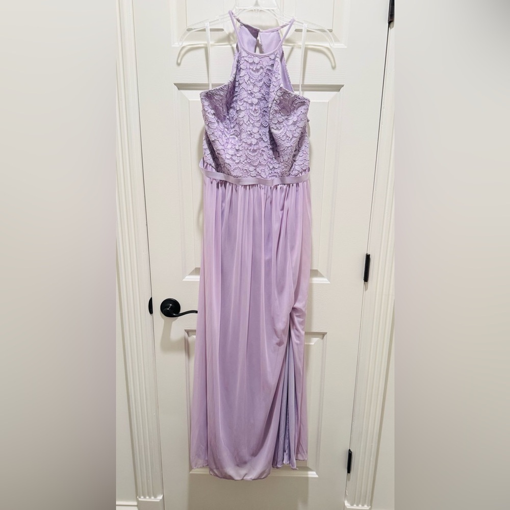 David's Bridal Lilac Halter Lace Dress